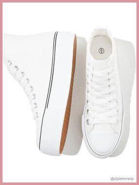 High Top Canvas Platform Sneakers Women's Lace-Up Athletic Shoes